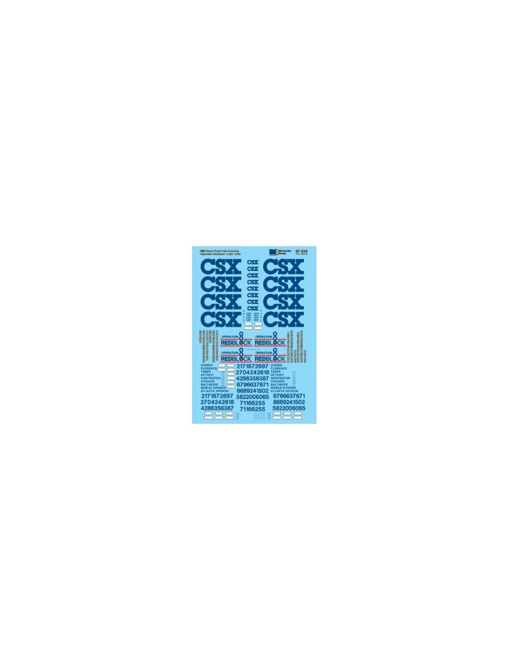 microscale 60536 decal set csk diesels 1989